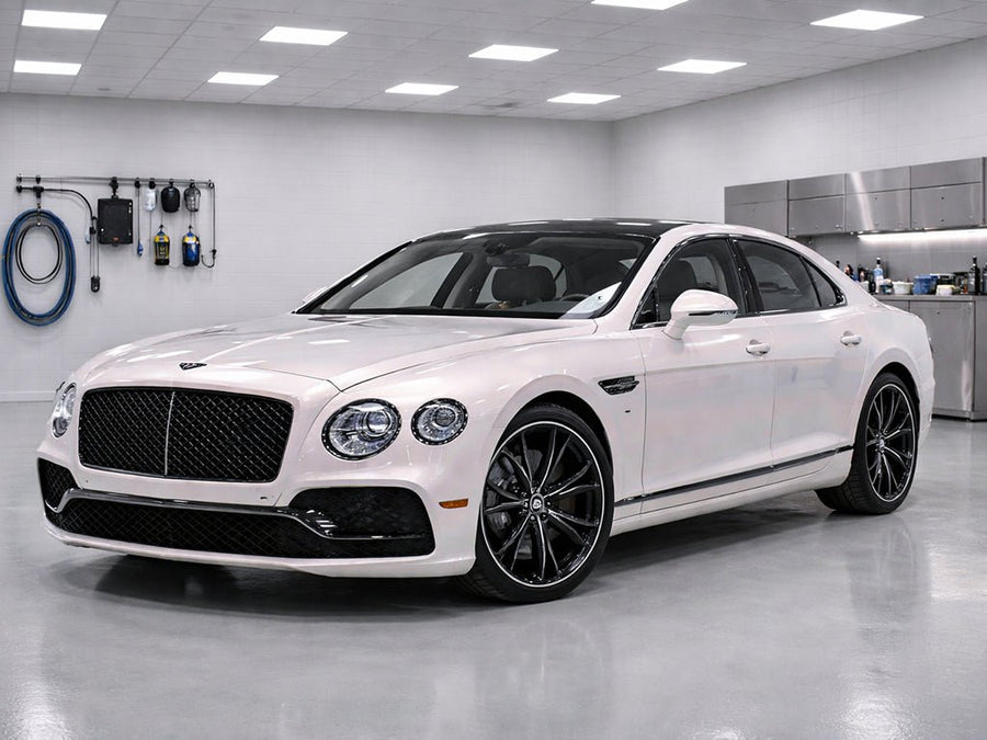 Bentley Flying Spur wrapped in Gloss HX30000 Pearl White Variochrome automotive vinyl film HX30BPEB