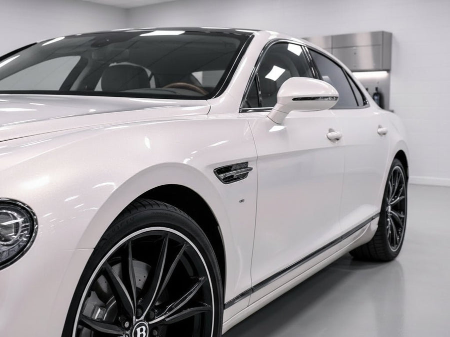 DIY Bentley Flying Spur wrapped in Gloss HX30000 Pearl White Variochrome car wrap film HX30BPEB