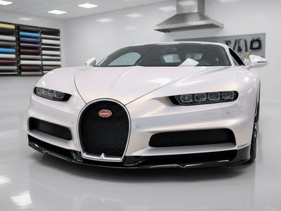 Bugatti Chiron wrapped in Gloss HX30000 Pearl White Variochrome automotive vinyl film HX30BPEB
