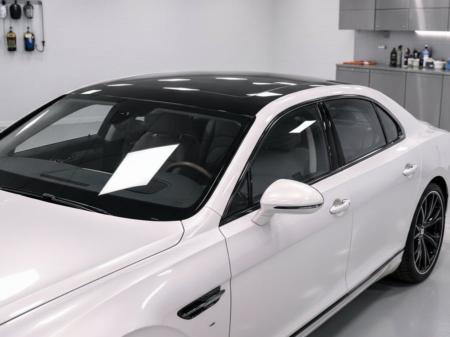 DIY Bentley Flying Spur wrapped in Gloss HX30000 Pearl White Variochrome wrap film HX30BPEB