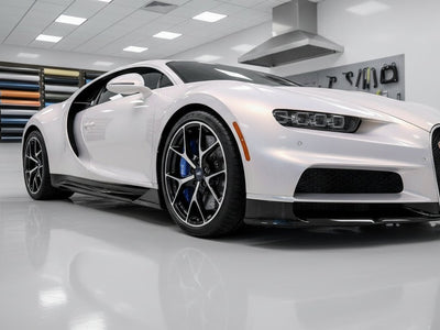 Bugatti Chiron wrapped in Gloss HX30000 Pearl White Variochrome automotive vinyl film HX30BPEB detail