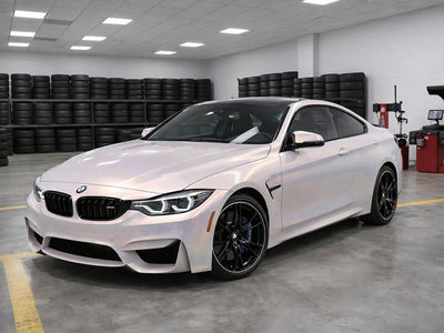 BMW M4 wrapped in Gloss HX30000 Pearl White Variochrome vinyl wrap HX30BPEB