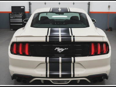 DIY Ford Mustang wrapped in Gloss HX30000 Black Carbon Fiber restyling film HX30CA890B detail