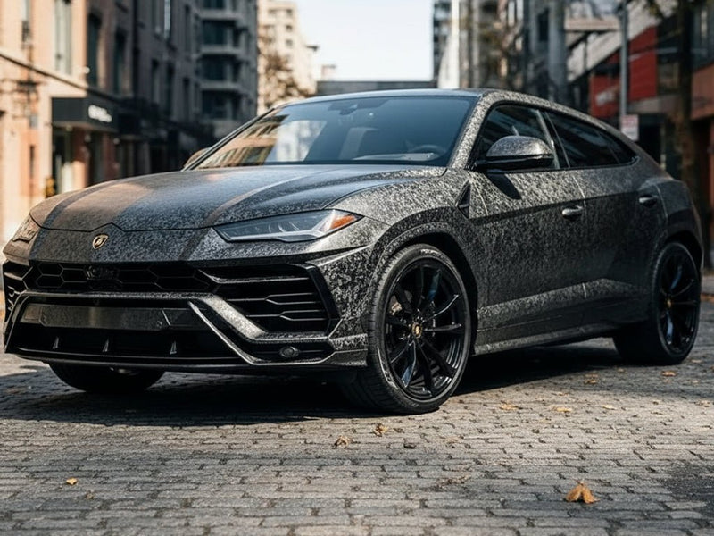 Lamborghini Urus wrapped in Hexis Carbon Fiber HX30000 Black Forged automotive vinyl film HX30CAF89S
