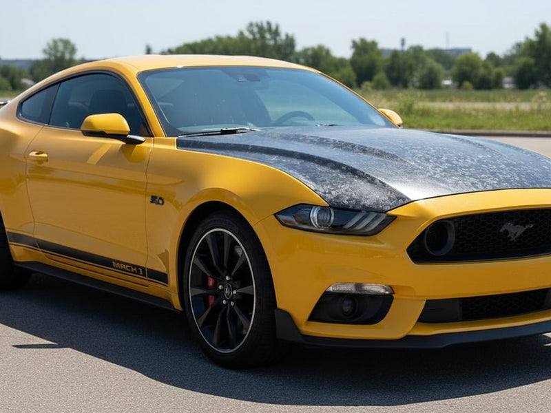 DIY Ford Mustang Mach 1 wrapped in Carbon Fiber HX30000 Black Forged car wrap film HX30CAF89S