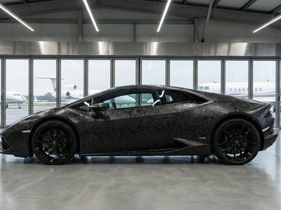 Lamborghini Huracán wrapped in Carbon Fiber HX30000 Black Forged wrap film HX30CAF89S