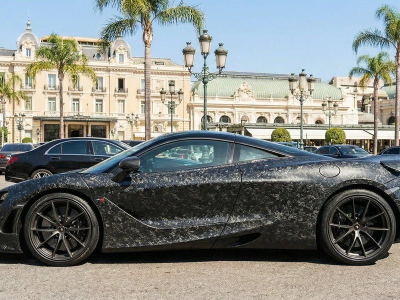 DIY McLaren 720S wrapped in Carbon Fiber HX30000 Black Forged restyling film HX30CAF89S