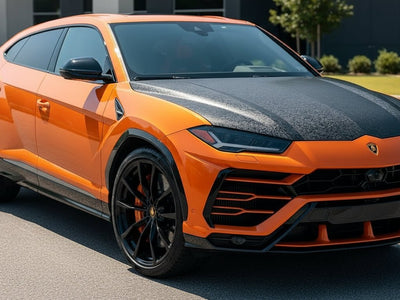 Lamborghini Urus wrapped in Carbon Fiber HX30000 Black Forged restyling film HX30CAF89S