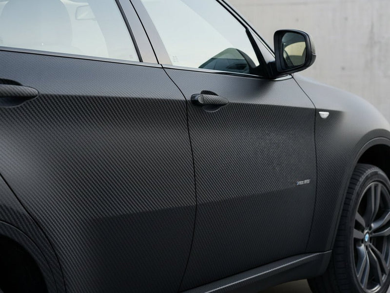 DIY BMW X6 wrapped in Matte HX30000 Raven Black Carbon Fiber wrap film HX30CANCOB