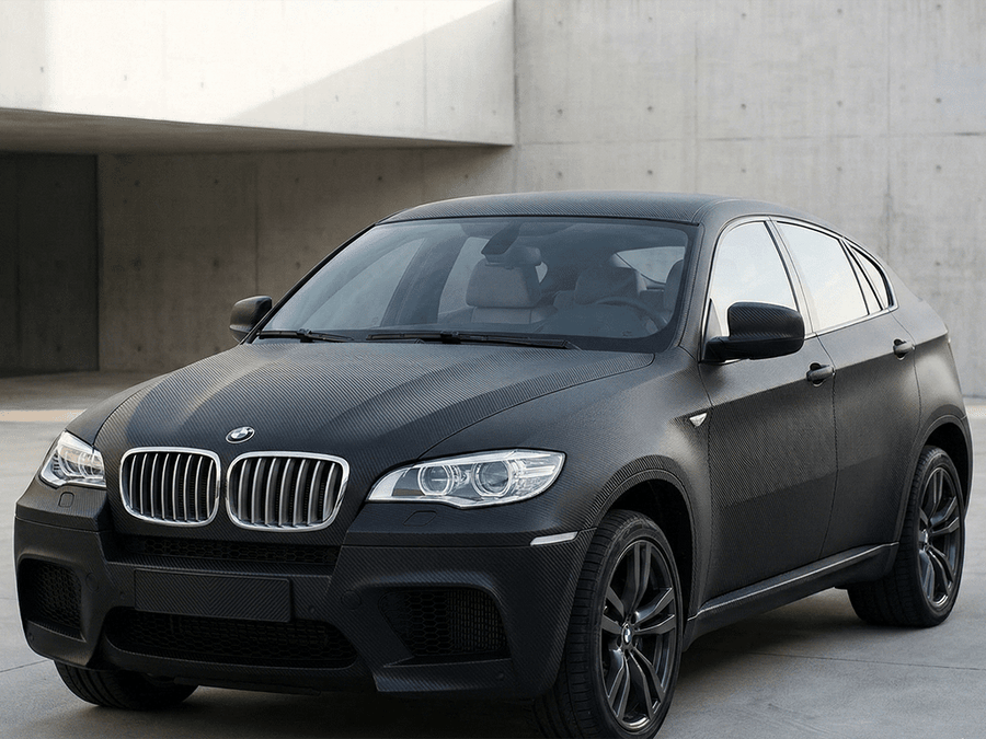 BMW X6 wrapped in Hexis Matte HX30000 Raven Black Carbon Fiber wrap film HX30CANCOB