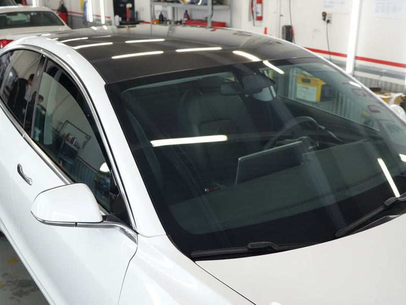 DIY Tesla S wrapped in Gloss HX30000 Black Carbon One Carbon Fiber vinyl wrap HX30CANPEB