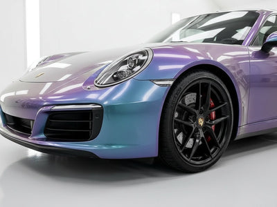 Porsche 911 wrapped in Hexis Gloss HX30000 Chameleon Gray restyling film HX30G446B