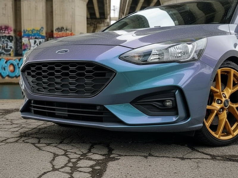 Ford Focus wrapped in Hexis Gloss HX30000 Chameleon Gray car wrap film HX30G446B