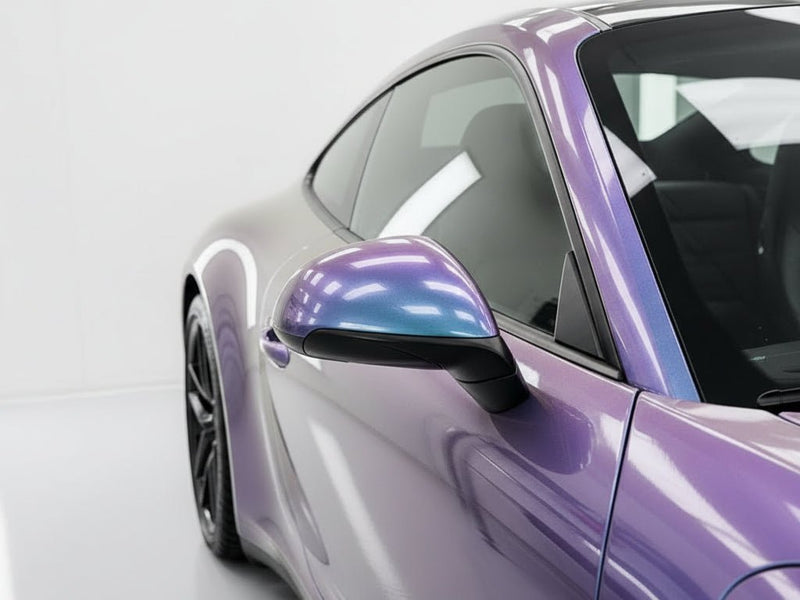 Porsche 911 wrapped in Gloss HX30000 Chameleon Gray automotive vinyl film HX30G446B