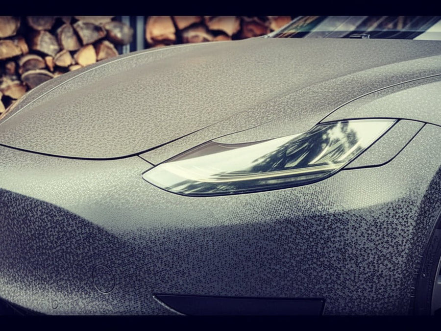 DIY Tesla S wrapped in None HX30000 Black Honeycomb wrap film HX30CAF89S