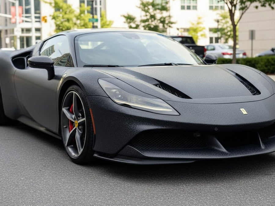 DIY Ferrari F8 Tributo wrapped in None HX30000 Black Honeycomb wrap film HX30CAF89S