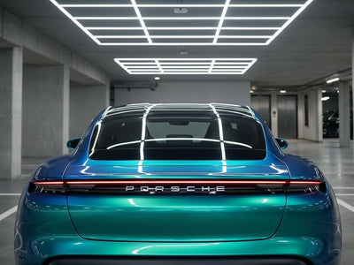 Porsche Taycan wrapped in Gloss HX30000 Iridescent Austral Sea automotive vinyl film HX30IMAB