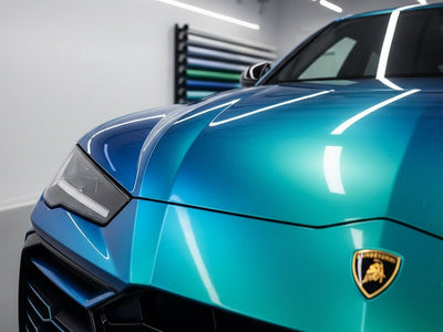 Lamborghini Urus wrapped in Hexis Gloss HX30000 Iridescent Austral Sea car wrap film HX30IMAB