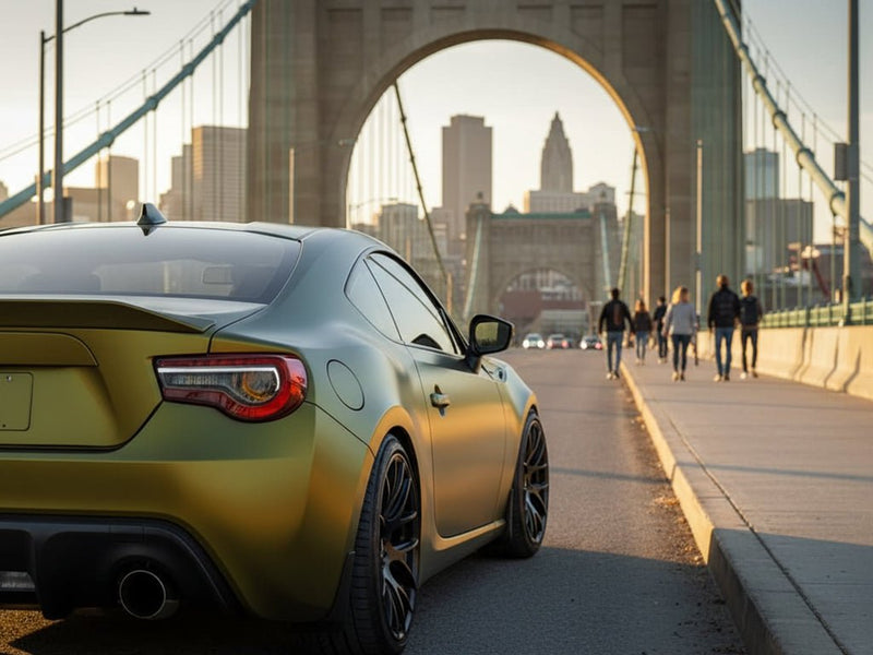 DIY Toyota 86 wrapped in Matte HX30000 Golden Black restyling film HX30N71M