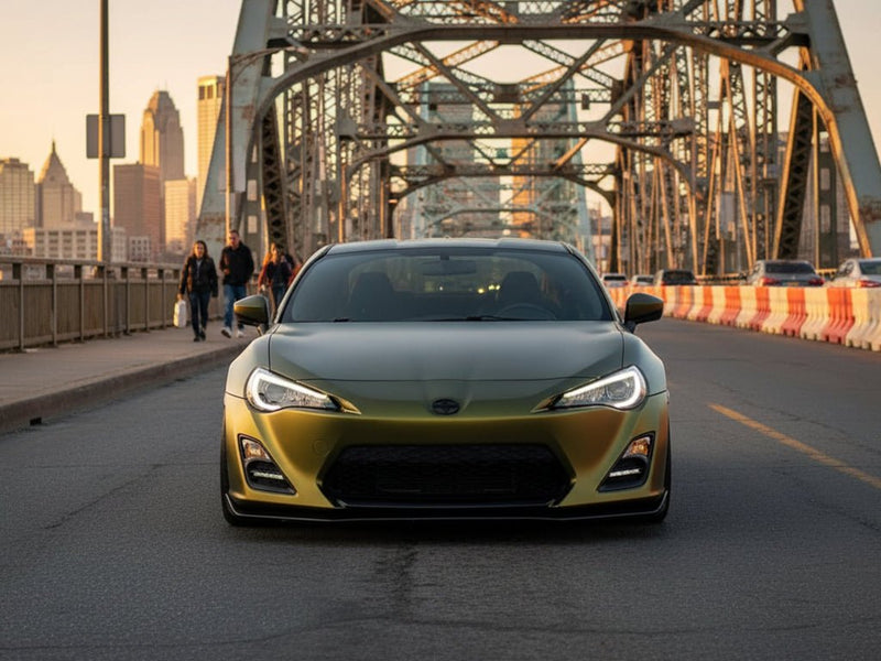 Scion FR-S wrapped in Matte HX30000 Golden Black restyling film HX30N71M