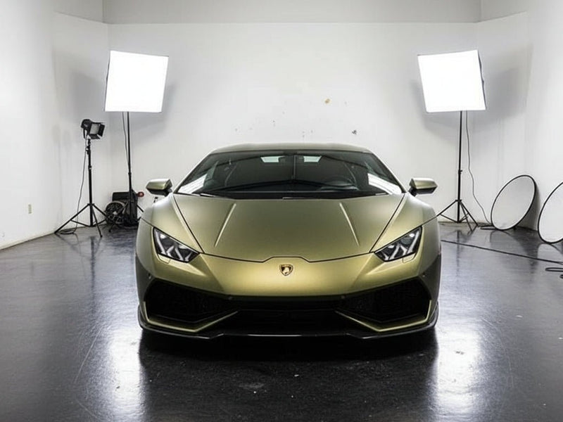 Lamborghini Huracán wrapped in Matte HX30000 Golden Black wrap film HX30N71M