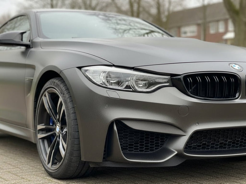 DIY BMW M4 wrapped in None HX30000 Black Fine Grain Leather wrap film HX30PG889B