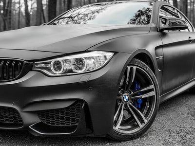 BMW M4 wrapped in None HX30000 Black Fine Grain Leather vinyl wrap HX30PG889B detail
