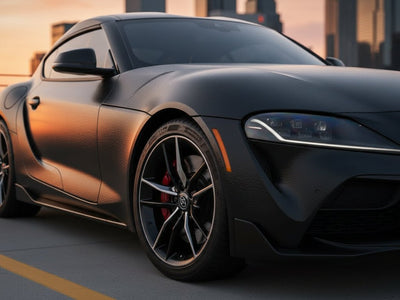 Toyota Supra wrapped in None HX30000 Black Fine Grain Leather automotive vinyl film HX30PG889B