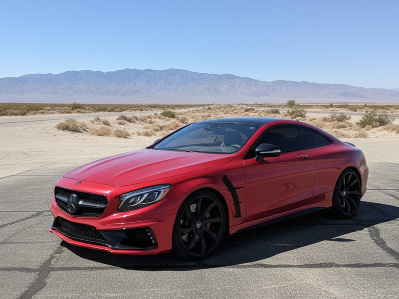 Mercedes-Benz S-Class Coupe wrapped in Hexis Gloss HX30000 Redcurrent Red car wrap film HX30RGOB