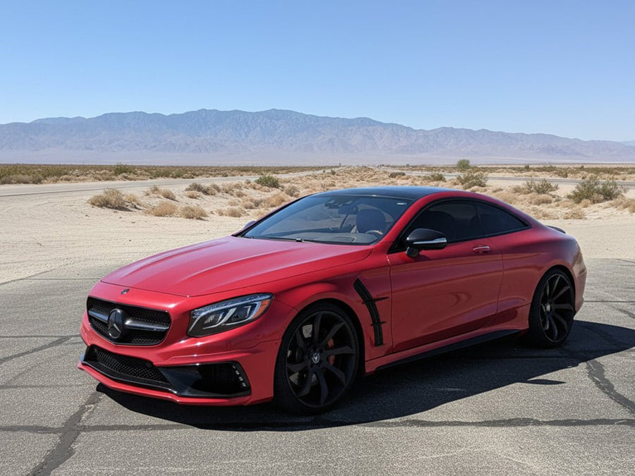 Mercedes-Benz S-Class Coupe wrapped in Hexis Gloss HX30000 Redcurrent Red car wrap film HX30RGOB