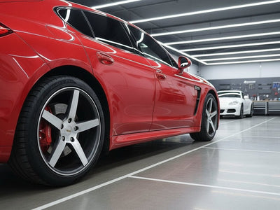 DIY Porsche Panamera wrapped in Gloss HX30000 Redcurrent Red car wrap film HX30RGOB detail