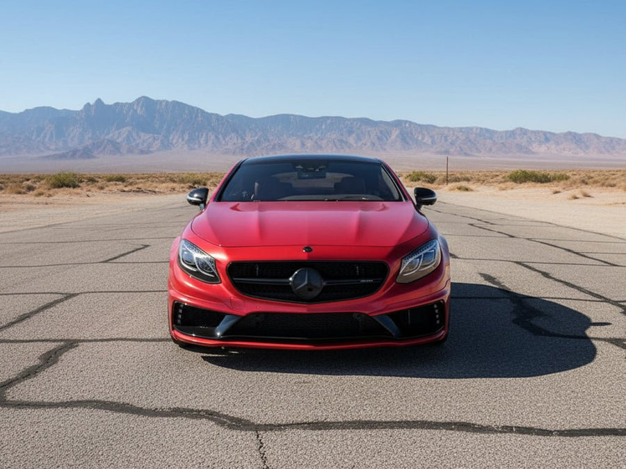 Mercedes-Benz S-Class Coupe wrapped in Gloss HX30000 Redcurrent Red vinyl wrap HX30RGOB