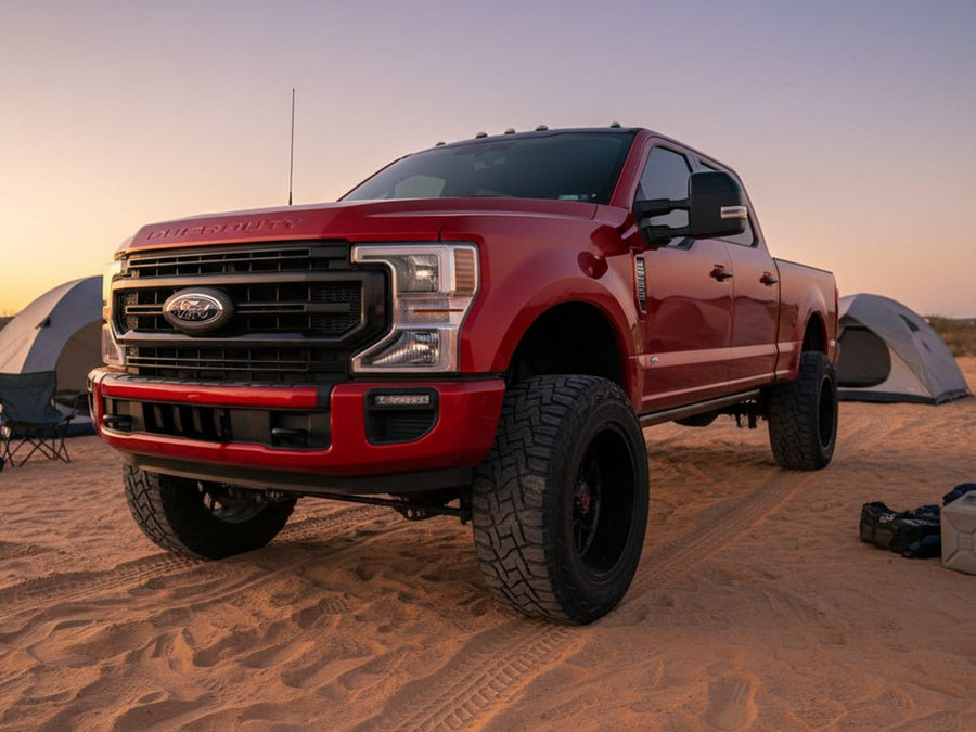 Ford F-Series Super Duty wrapped in Hexis Gloss HX30000 Redcurrent Red automotive vinyl film HX30RGOB