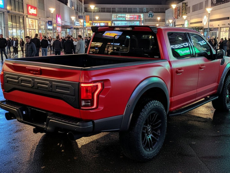 Ford F-150 Raptor wrapped in Matte HX30000 Redcurrent Red vinyl wrap HX30RGOM