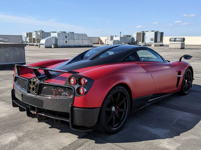 Pagani Huayra wrapped in Hexis Matte HX30000 Redcurrent Red car wrap film HX30RGOM