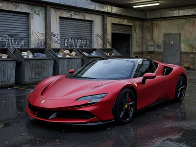 DIY Ferrari SF90 Spider wrapped in Matte HX30000 Redcurrent Red automotive vinyl film HX30RGOM