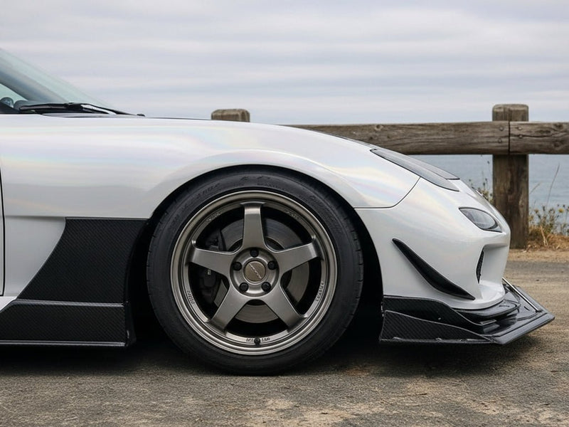 Mazda RX-7 wrapped in Hexis Gloss HX30000 White Rainbow automotive vinyl film HX30RW002B