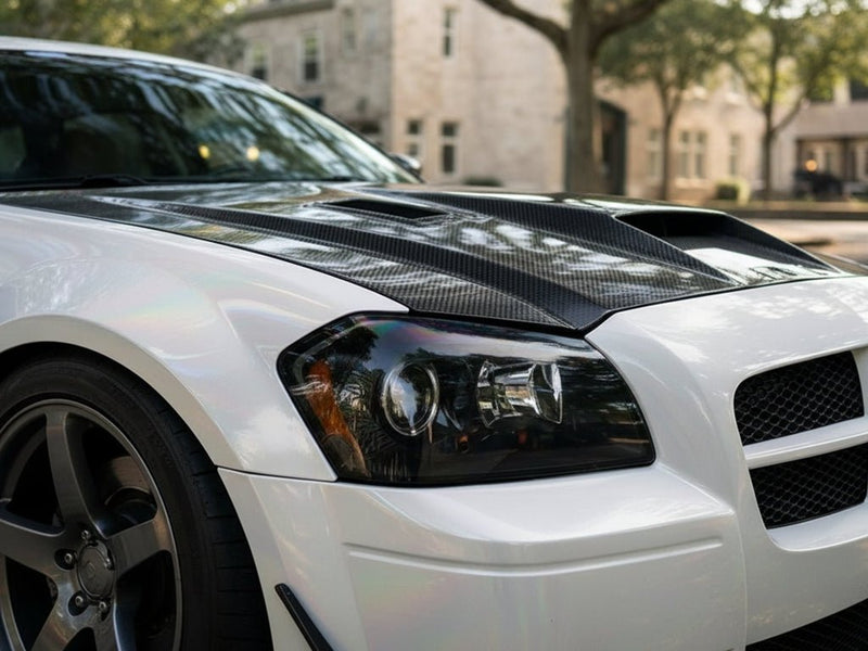 DIY Dodge Charger wrapped in Gloss HX30000 White Rainbow wrap film HX30RW002B