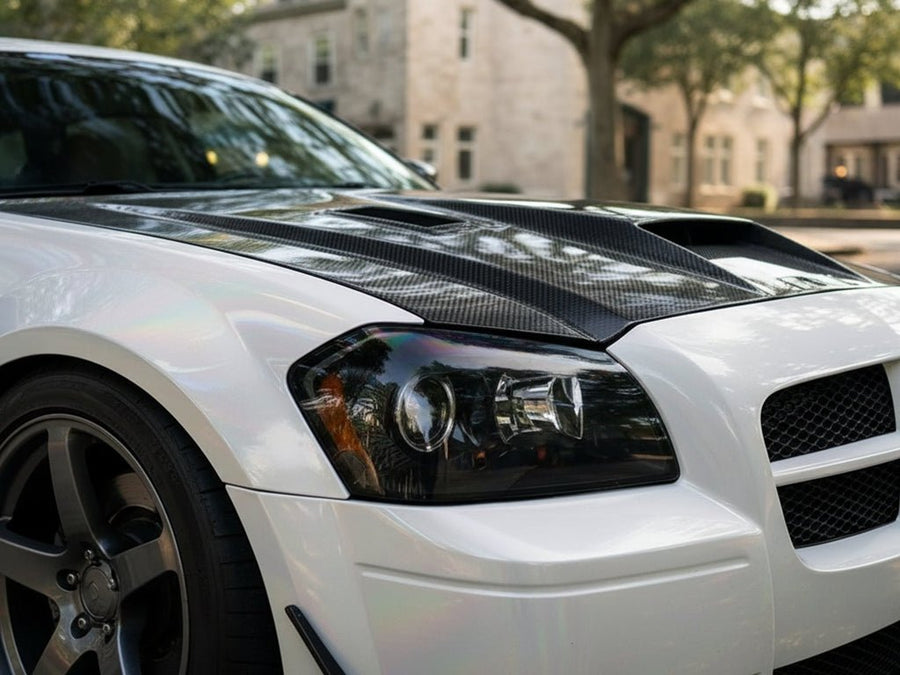 DIY Dodge Charger wrapped in Gloss HX30000 White Rainbow wrap film HX30RW002B