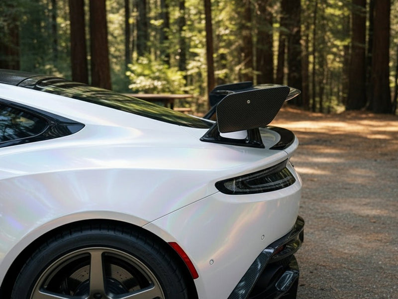 DIY Aston Martin Vantage wrapped in Gloss HX30000 White Rainbow restyling film HX30RW002B