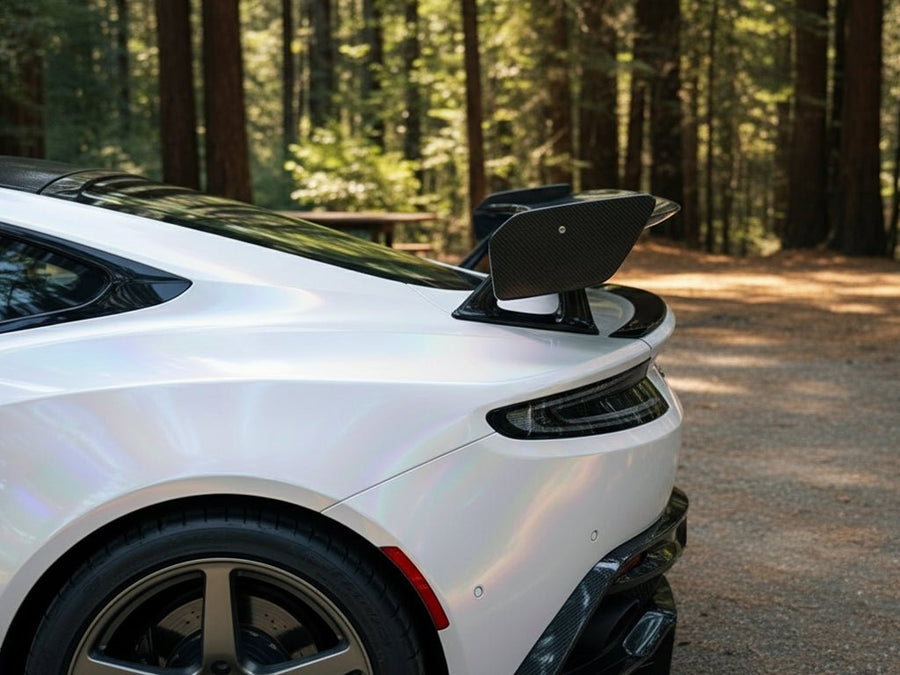 DIY Aston Martin Vantage wrapped in Gloss HX30000 White Rainbow restyling film HX30RW002B