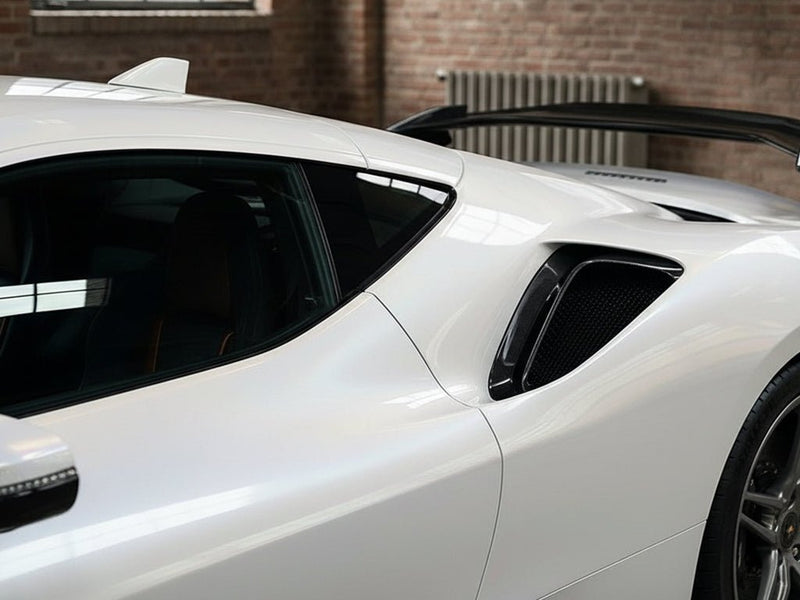 Ferrari 488 wrapped in Gloss HX30000 White Rainbow automotive vinyl film HX30RW002B