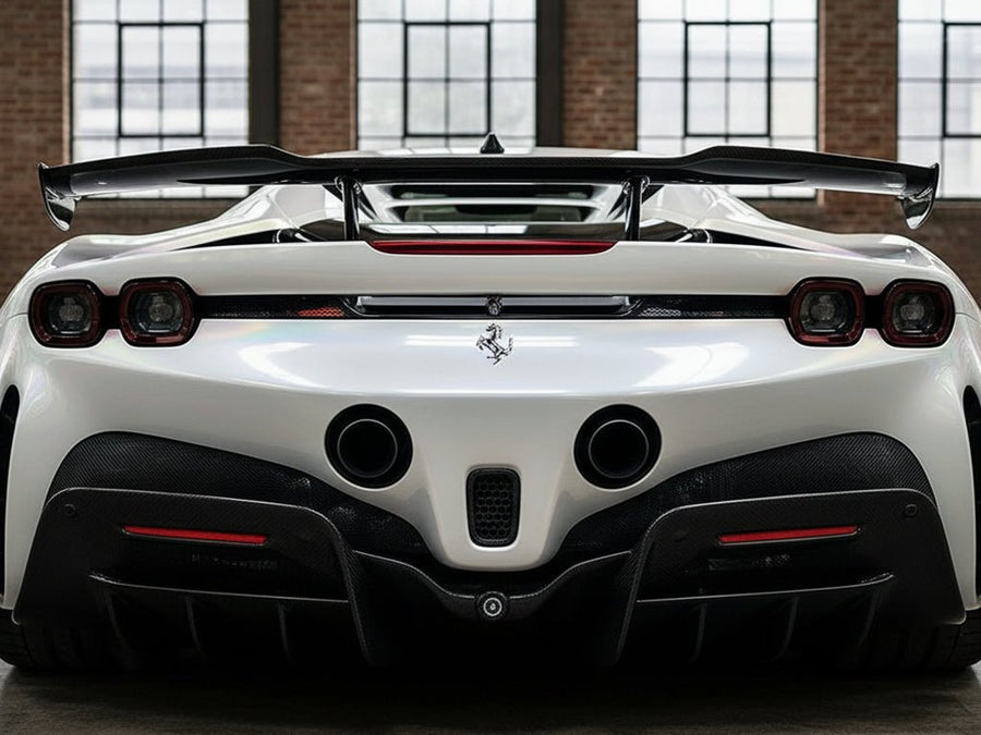 DIY Ferrari 488 Pista wrapped in Gloss HX30000 White Rainbow wrap film HX30RW002B