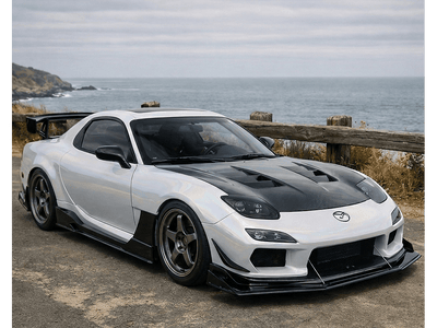 Mazda RX-7 wrapped in Gloss HX30000 White Rainbow automotive vinyl film HX30RW002B