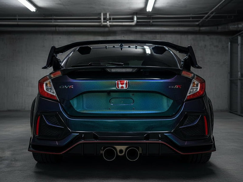 DIY Honda Civic Type R wrapped in Gloss HX30000 Black Rainbow restyling film HX30RW889B