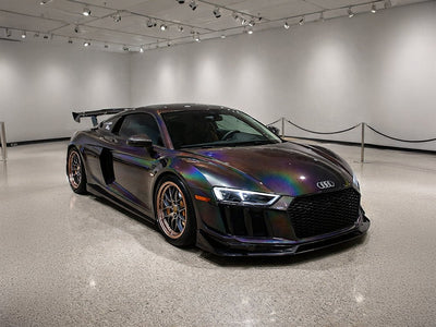 Audi R8 wrapped in Gloss HX30000 Black Rainbow car wrap film HX30RW889B