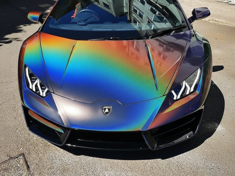 DIY Lamborghini Huracán wrapped in Gloss HX30000 Black Rainbow wrap film HX30RW889B
