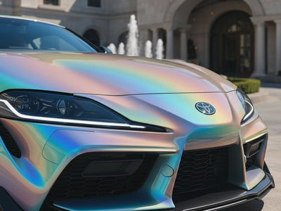 Toyota Supra wrapped in Hexis Gloss HX30000 Gray Rainbow restyling film HX30RW990B