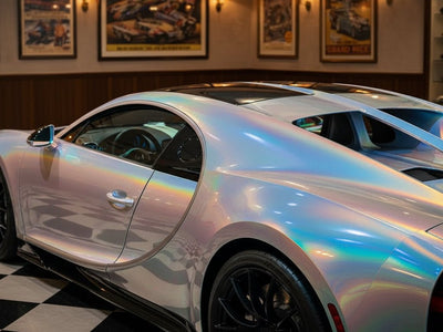 Bugatti Chiron wrapped in Gloss HX30000 Gray Rainbow car wrap film HX30RW990B