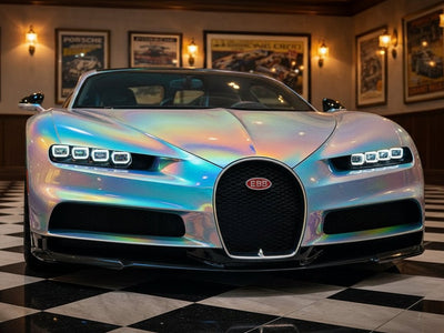 Bugatti Chiron wrapped in Hexis Gloss HX30000 Gray Rainbow automotive vinyl film HX30RW990B
